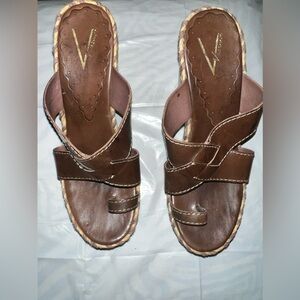 MIKKEL-VA CHOCOLATE VACCHETTA WEDGE HEELS- SIZE 9.5- NEVER BEEN WORN!